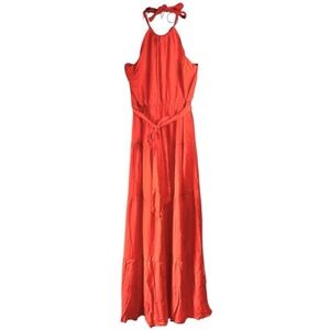C+D+M Orange Halter Top Tier Skirt Maxi Dress Size XL